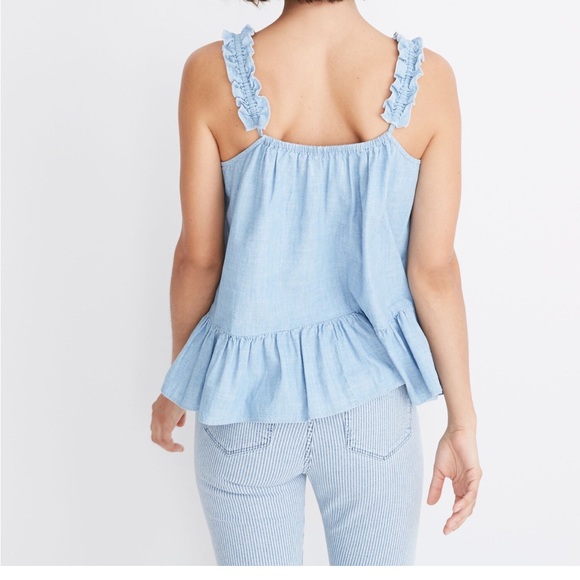 Light Blue Ruffle Strap Top - Picture 2 of 7